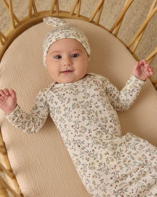 Bamboo Baby Gown + Hat Set | Woodland | Quincy Mae