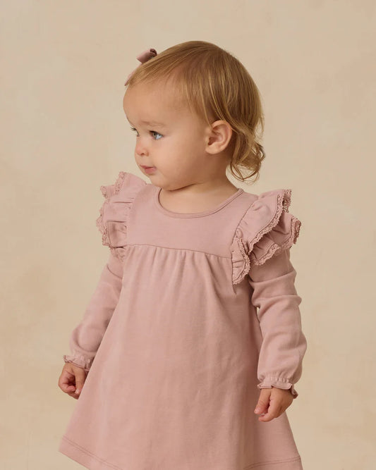 Long Sleeve Flutter Dress | Rose | Quincy Mae