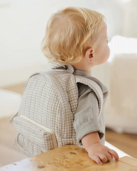 Mini Backpack | Blue Gingham | Quincy Mae