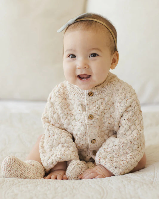 Bubble Knit Cardigan | Natural Confetti | Quincy Mae