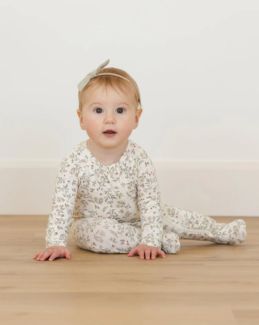 Bamboo Zip Footie | Woodland | Quincy Mae