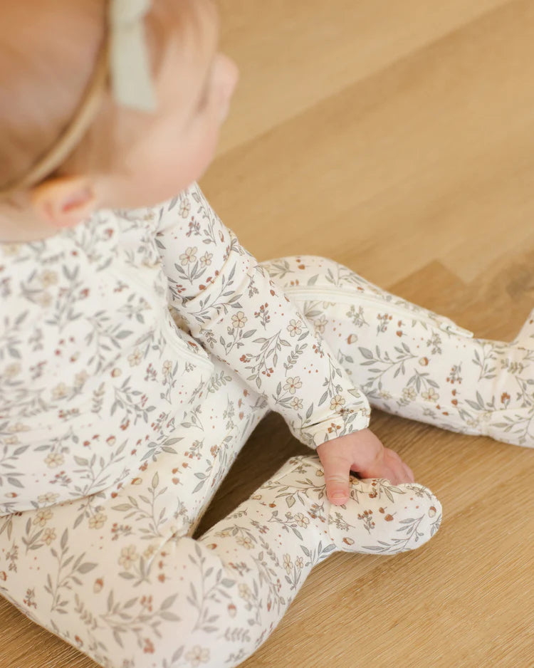 Bamboo Zip Footie | Woodland | Quincy Mae