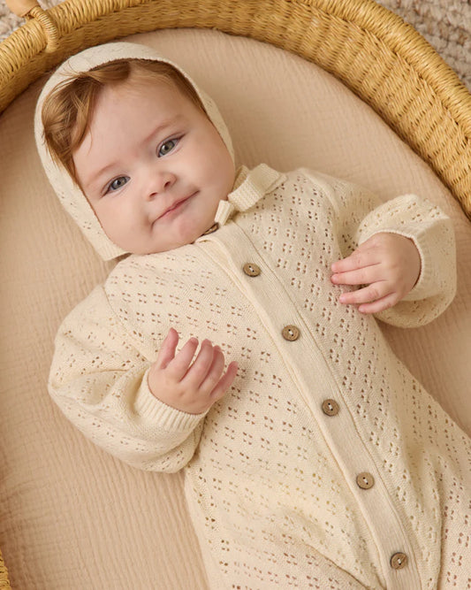 Long Sleeve Bubble Romper | Natural | Quincy Mae