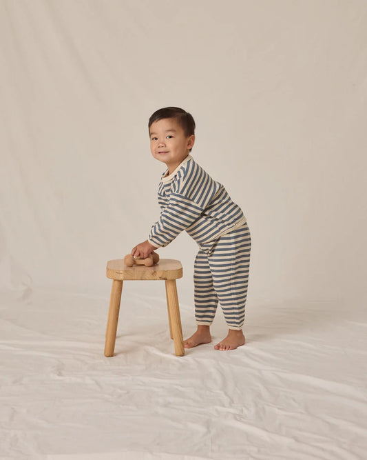 Waffle Slouch Set | Ocean Stripe | Quincy Mae