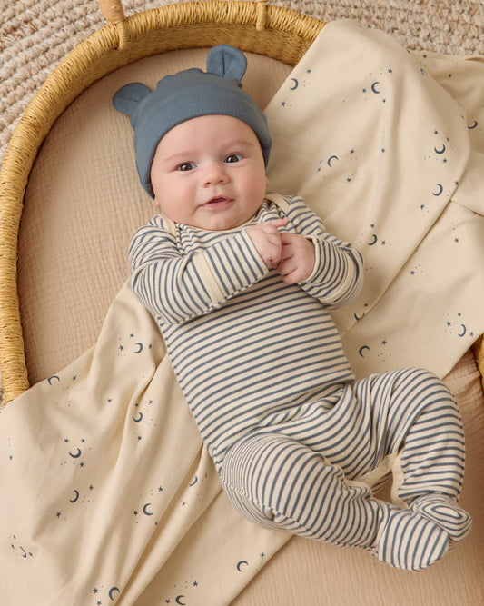 Baby Footie Sleeper | Ocean Micro Stripe | Quincy Mae
