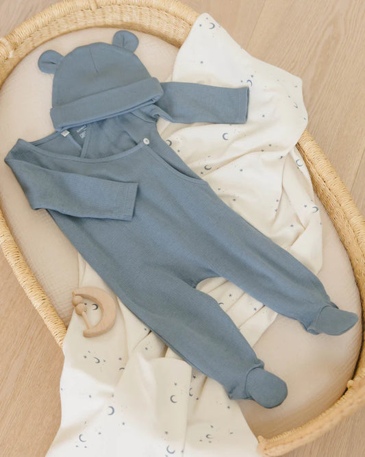 Pointelle Wrap Footie | Ocean | Quincy Mae
