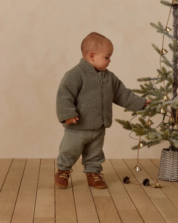 Shearling Zip Jacket | Forest | Quincy Mae