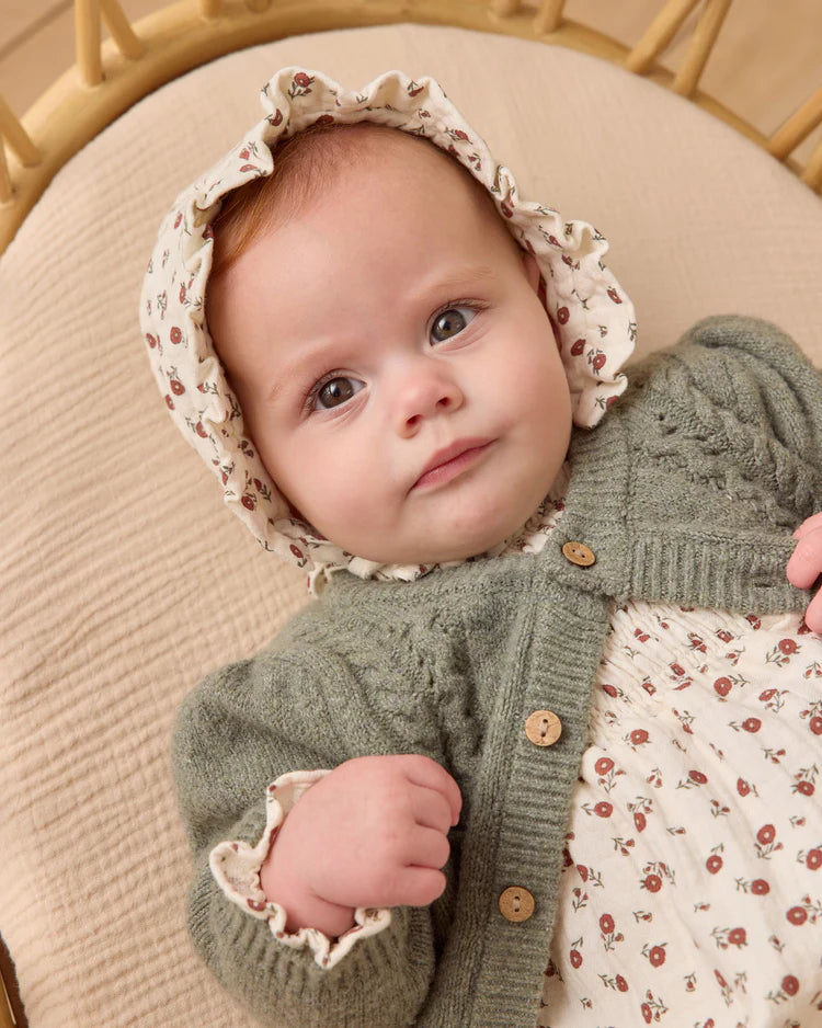 Woven Ruffle Bonnet | Winter Ditsy | Quincy Mae
