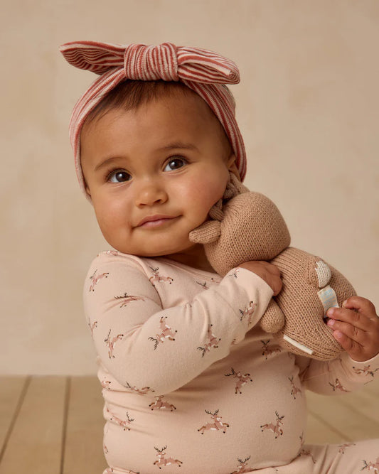 Velour Bow Headband | Candy Stripe | Quincy Mae