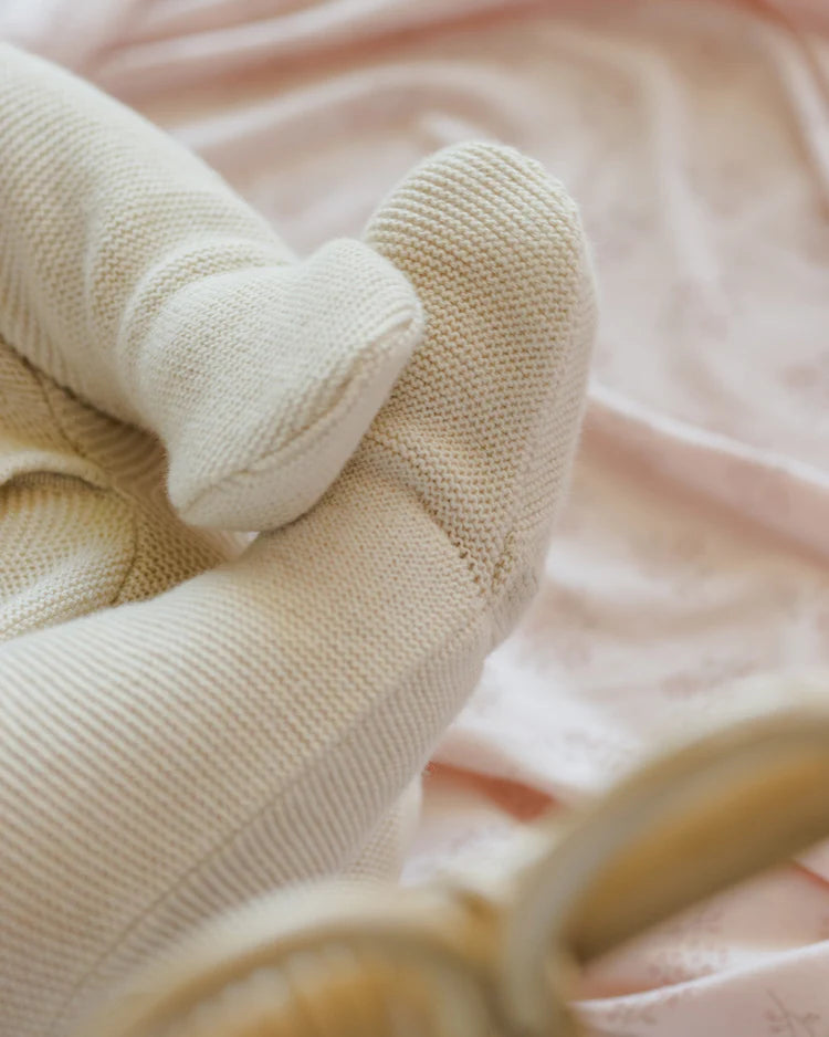 Wrap Knit Footie | Heathered Natural | Quincy Mae