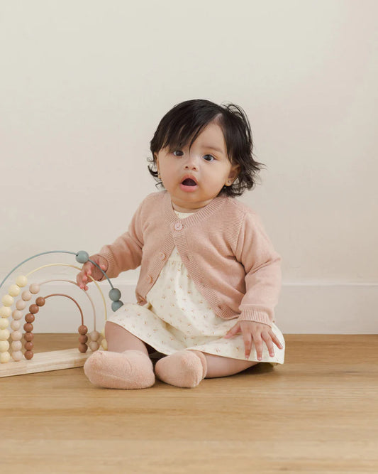 Knit Cardigan | Heathered Rose | Quincy Mae