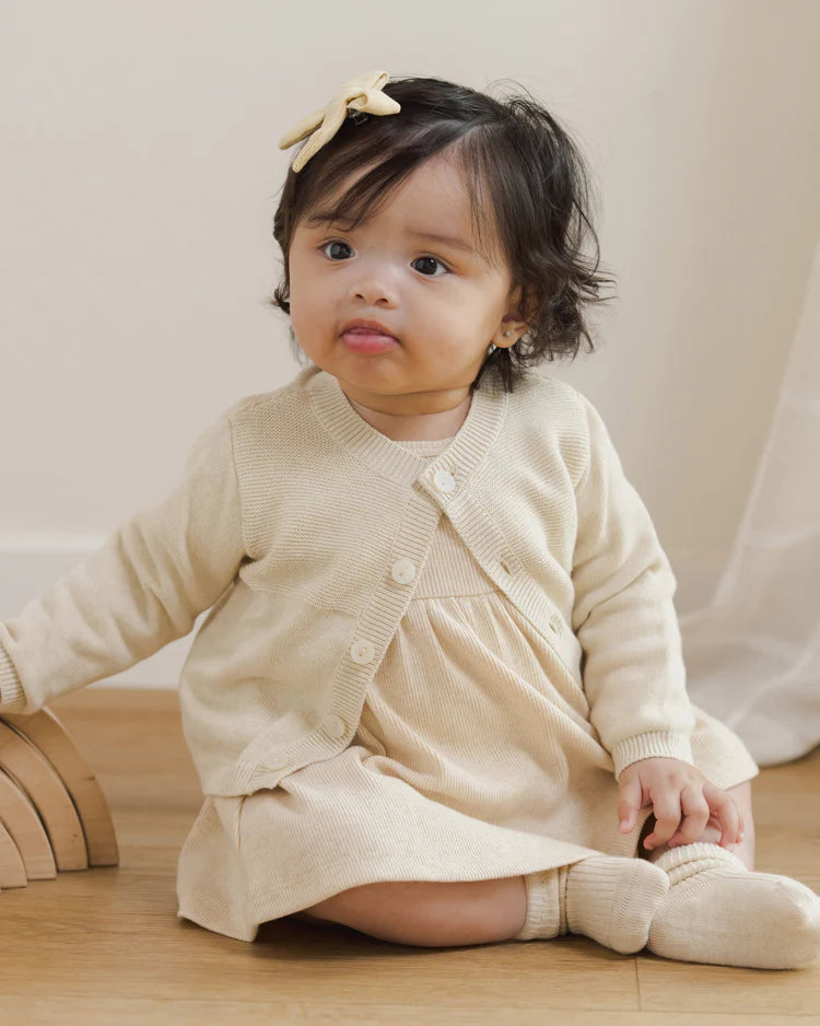 Knit Cardigan | Heathered Natural | Quincy Mae