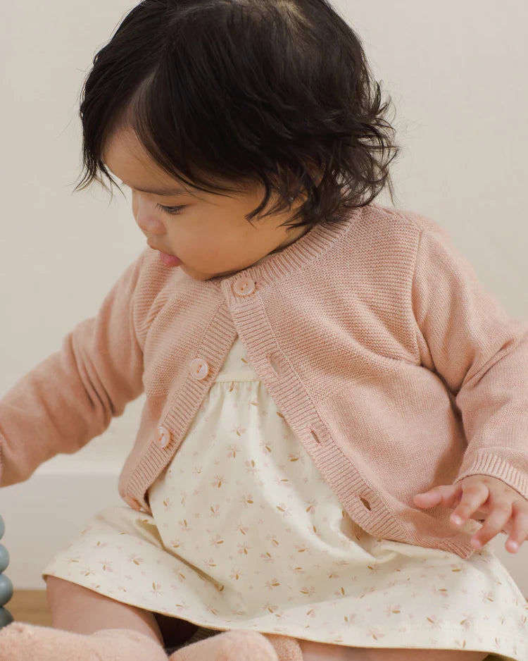 Knit Cardigan | Heathered Rose | Quincy Mae