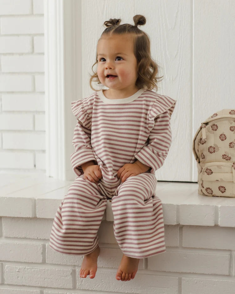 Ruffle Cozy Set | Mulberry Stripe | Quincy Mae