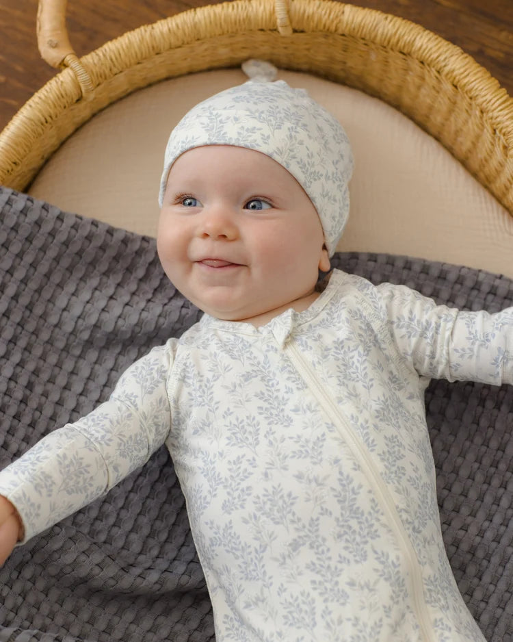 Bamboo Zip Footie | Cloud Floral | Quincy Mae