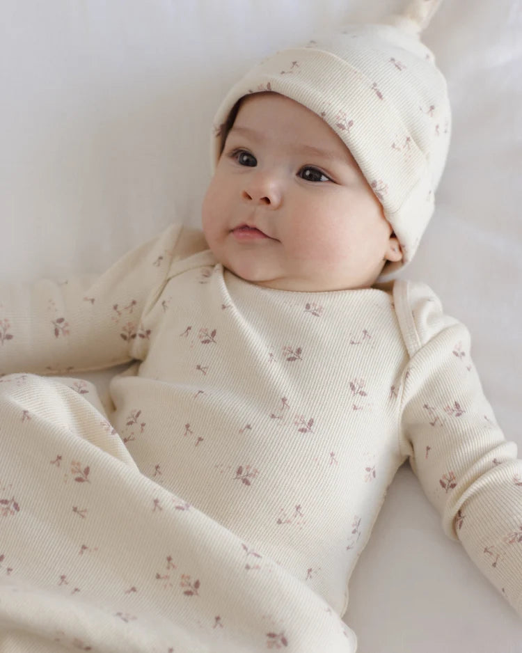 Knotted Baby Gown + Hat Set | Fall Ditsy | Quincy Mae