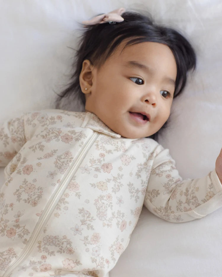Zip Long Sleeve Sleeper Footie | Floral Vine | Quincy Mae