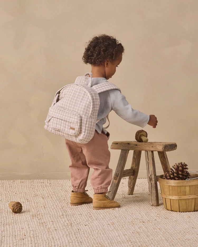 Mini Backpack | Blue Gingham | Quincy Mae