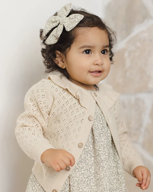Ruffle Collar Cardigan | Natural | Quincy Mae