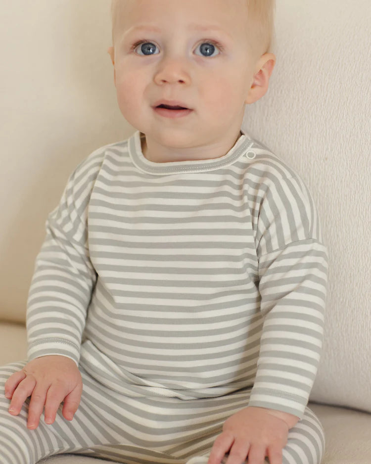 Long Sleeve Tee | Sage Stripe | Quincy Mae
