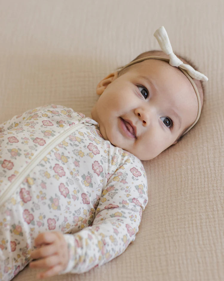 Bamboo Zip Footie | Bloom | Quincy Mae