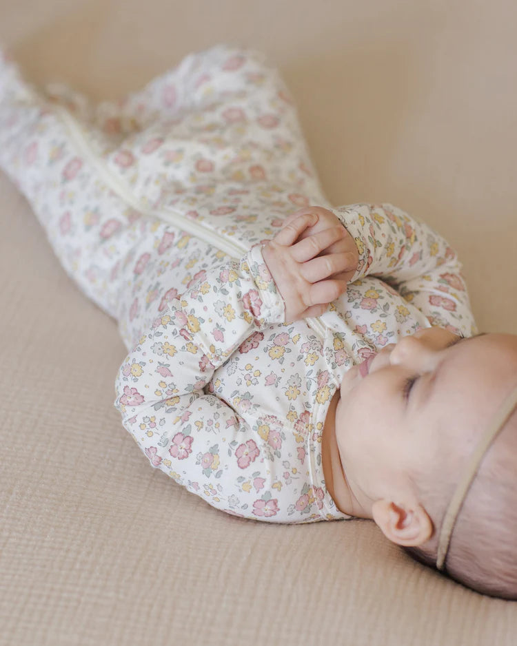 Bamboo Zip Footie | Bloom | Quincy Mae