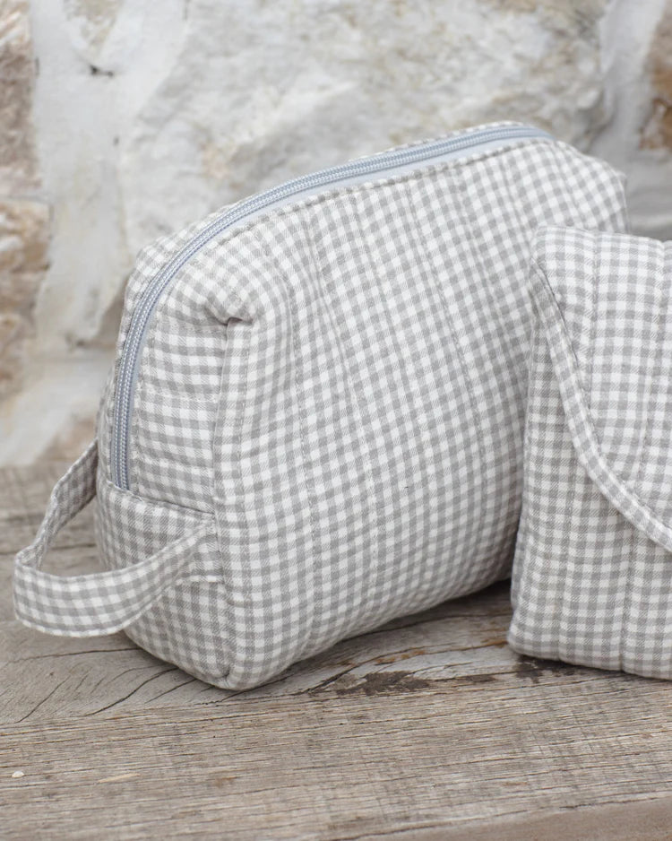 Toiletry Bag | Sage Gingham | Quincy Mae