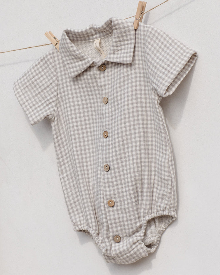 Matteo Romper | Sage Gingham | Quincy Mae