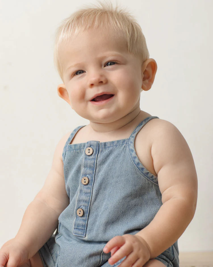 Oakley Romper | Lightweight Denim | Quincy Mae