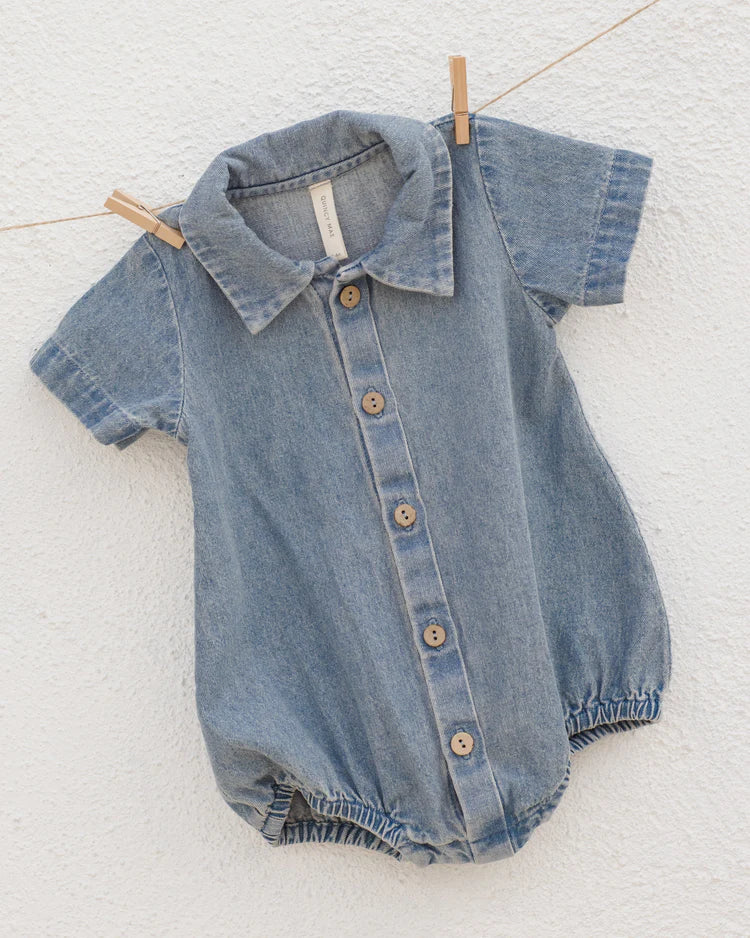Matteo Romper | Lightweight Denim | Quincy Mae