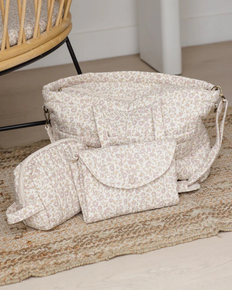 Diaper Bag + Changing Mat | Wildflower Woven | Quincy Mae