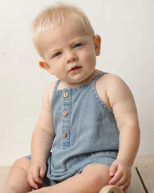 Oakley Romper | Lightweight Denim | Quincy Mae