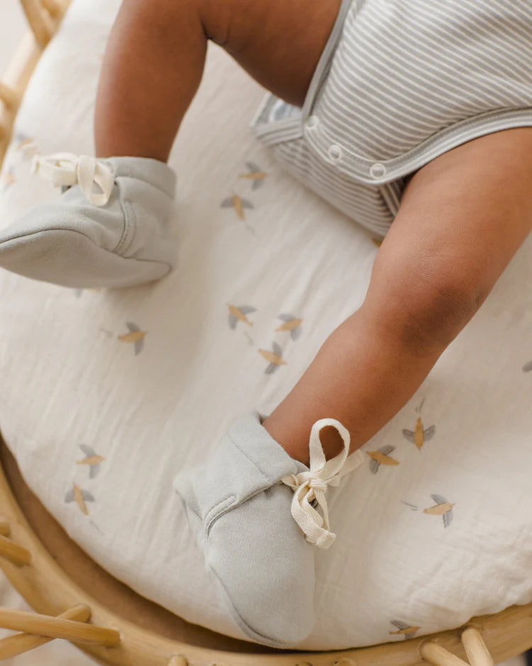 Side Snap Bodysuit | Sage Micro Stripe | Quincy Mae