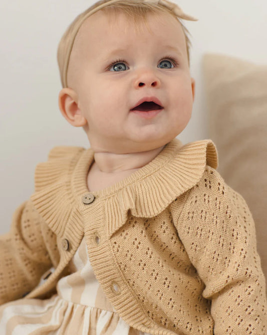 Ruffle Collar Cardigan | Butterscotch | Quincy Mae