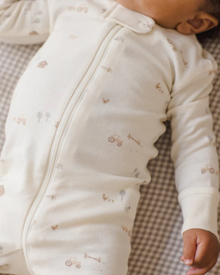 Zip Longsleeve Sleeper | Farm | Quincy Mae
