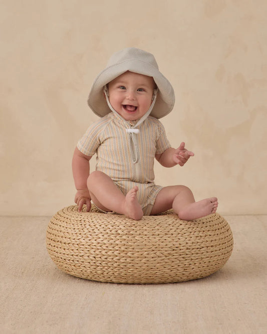 Zip Rashguard One-Piece | Blue + Butterscotch Stripe | Quincy Mae