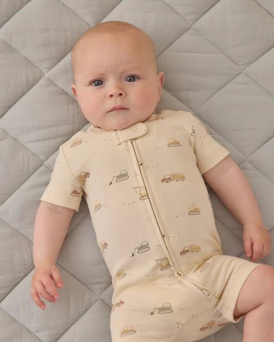 Zip Short Sleeve Sleeper | Construction Trucks | Quincy Mae