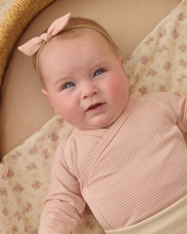 Side Snap Bodysuit | Melon Micro Stripe | Quincy Mae