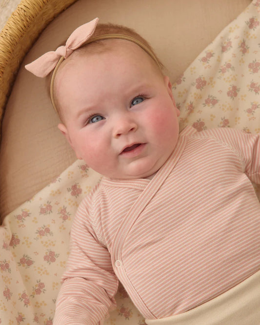 Side Snap Bodysuit | Melon Micro Stripe | Quincy Mae