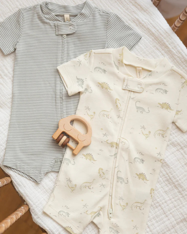Zip Short Sleeve Sleeper | Dinosaur | Quincy Mae