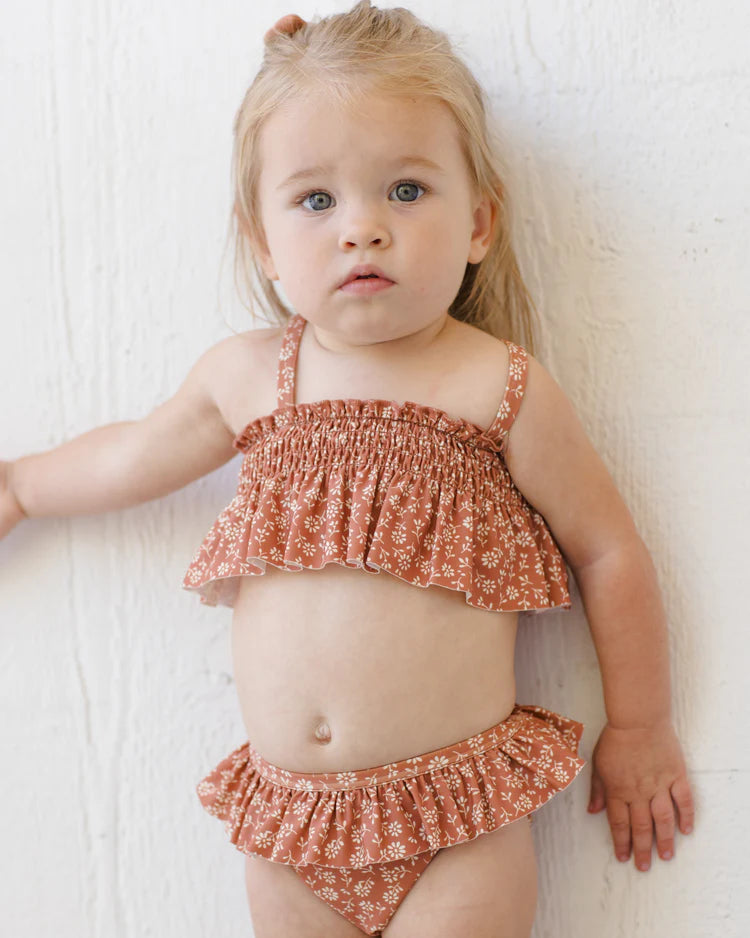 Smocked Ruffle Bikini | Poppy Floral | Quincy Mae