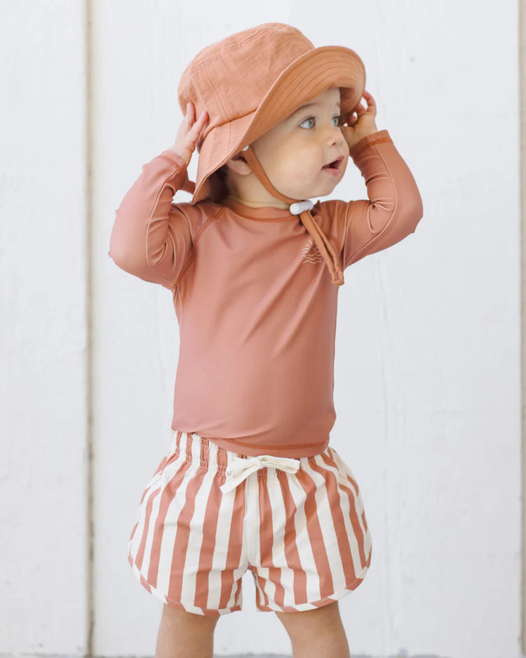 Boys Swim Short | Retro Poppy Stripe | Quincy Mae