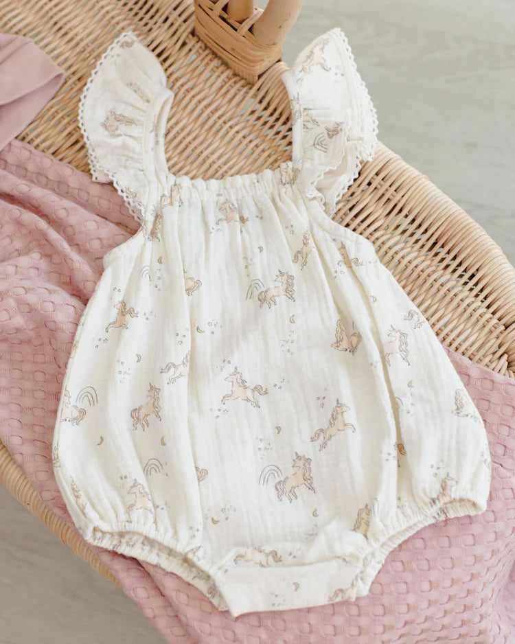 Bonnie Romper | Unicorns | Quincy Mae