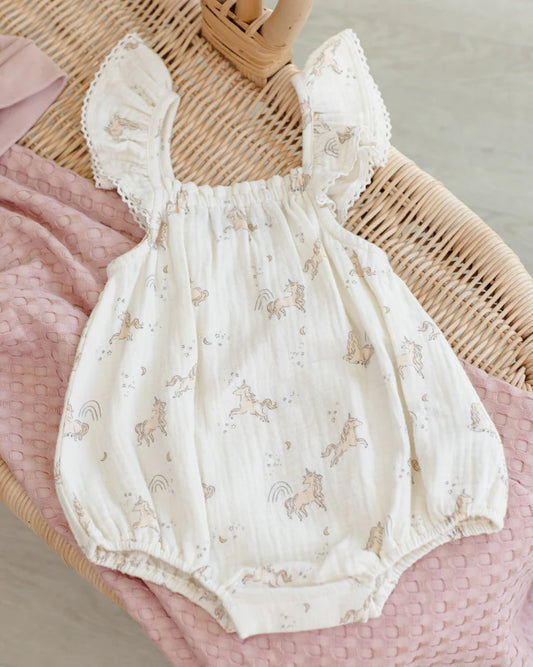 Bonnie Romper | Unicorns | Quincy Mae