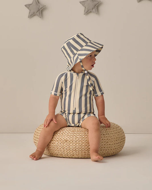 Bucket Hat | Retro Stripe Ocean | Quincy Mae