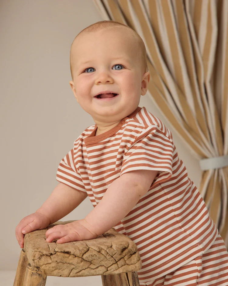 Boxy Pocket Tee + Short Set| Poppy Stripe | Quincy Mae