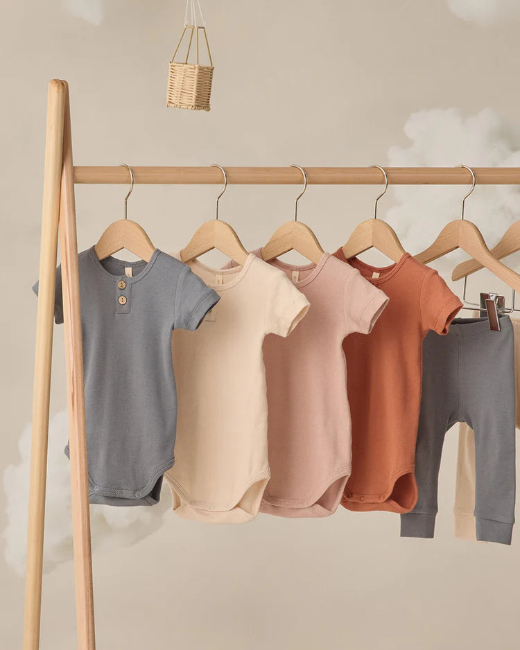 Ribbed Henley Bodysuit | Ocean | Quincy Mae