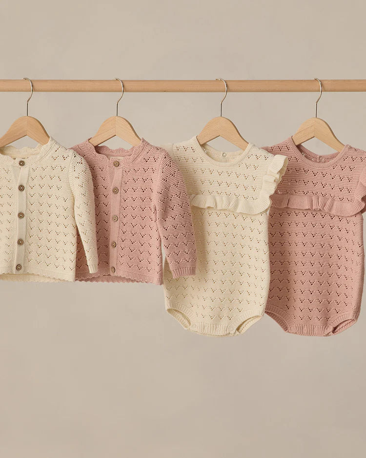 Pointelle Ruffle Romper | Natural | Quincy Mae