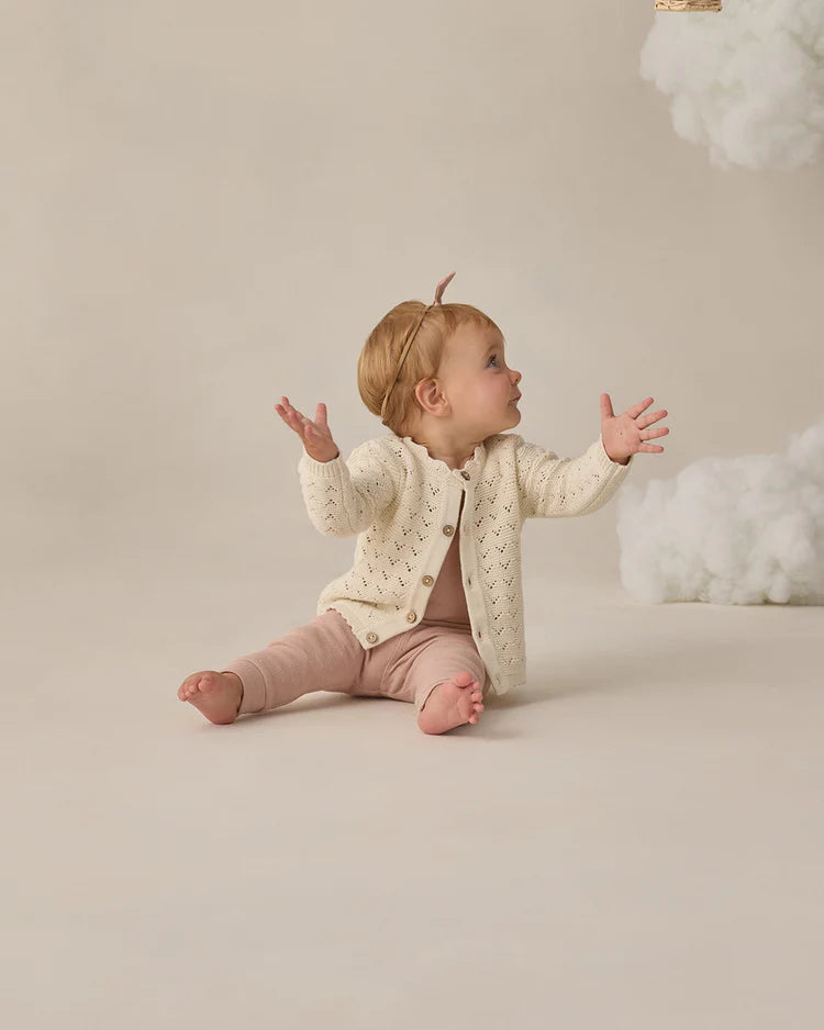 Scalloped Cardigan | Natural | Quincy Mae