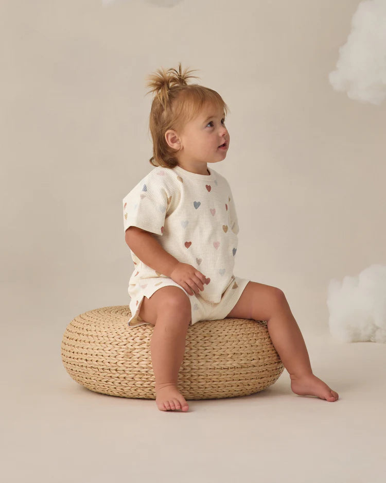 Waffle Tee + Short Set | Confetti Hearts | Quincy Mae